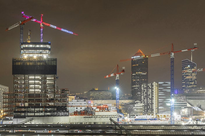 170 metre office tower – Liebherr cranes involved in construction of “To Lyon”